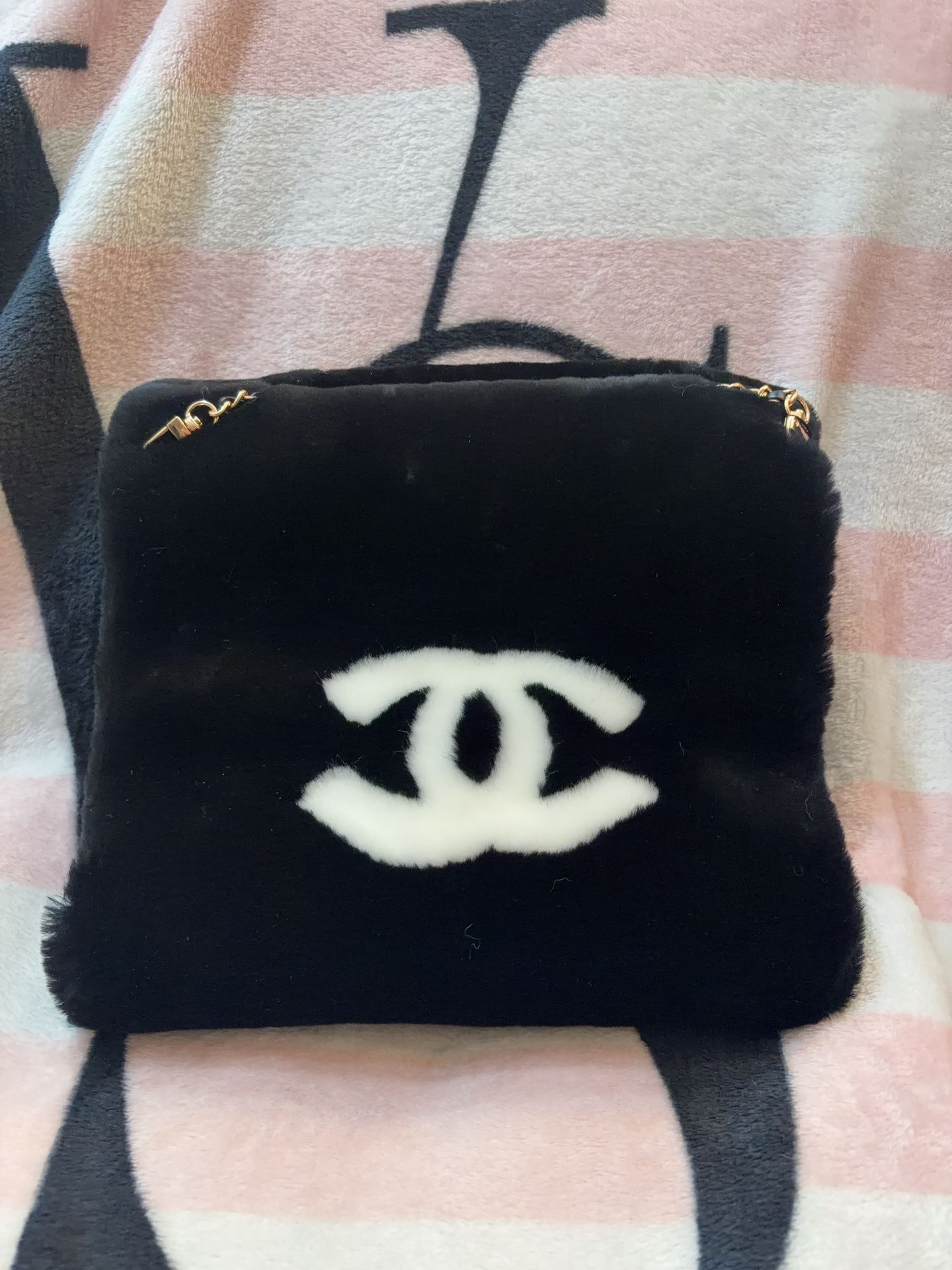 Chanel Black Shearling Muff Bag