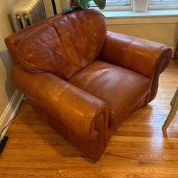 Huge Vintage Real Leather Sofa Chair