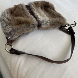 Ladies Leather Fur Handbag