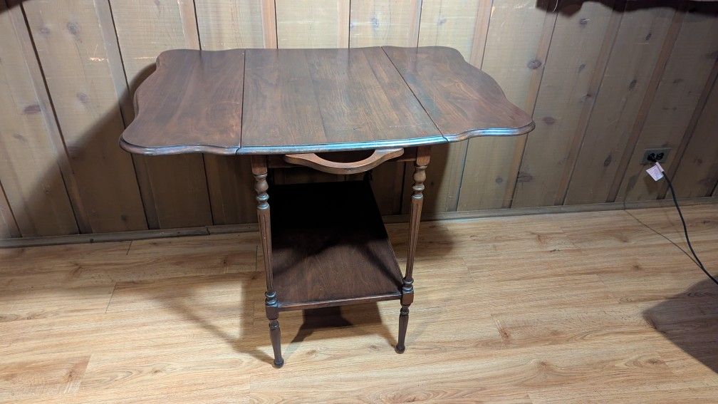 Antique Drop Leaf Tea Cart Table 