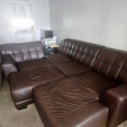 Brown Leather Couch Set