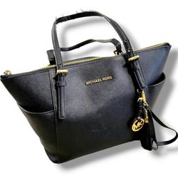 Michael Kors Black Tote Handbag - Jet Set Leather
