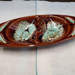 Vintage Footed Drip Glaze Ashtray USA