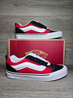 Vans Knu Skool Skate Shoes Black / Red / White Mens Size 11.5 New In Box