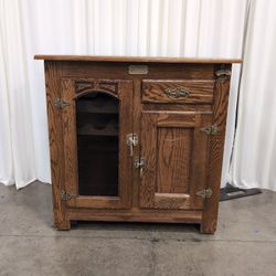 WHITECLAD Oak Wood Storage Cabinet with Bottle Opener