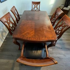 Wooden Dining Table with 6 Chairs