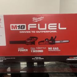 M18 FUEL 14 in. 18V Lithium-Ion Electric Battery Chainsaw, M18 FUEL Blower, 8AH Combo Kit (2-Tool)