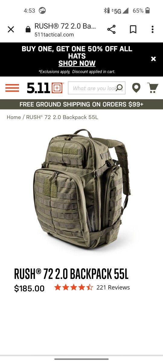 511 Tactical 55L Backpack Brand New Never Used