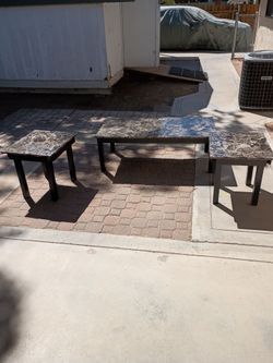 Three piece marble table