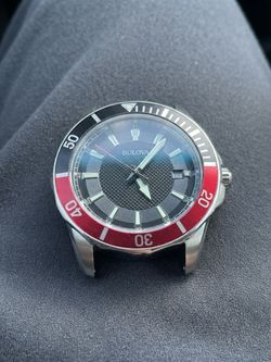 Bulova Diver-Style Watch Black Red Bezel