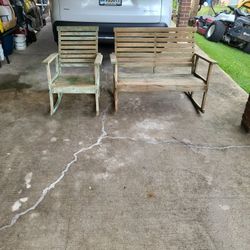 Old Oak Rocker An Loveseat