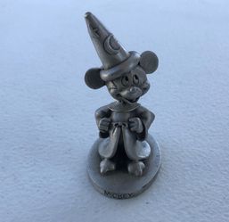 Vintage Walt Disney Miniature Fine Pewter Mickey Mouse Fantasia Figurine, USA