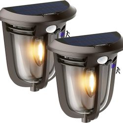 Solar Porch Lights Outdoor Wall, Motion Sensor Wall Light Waterproof Led Security Dusk to Dawn Outdoor Lighting Retro Wall Mount for Farmhouse Hallway