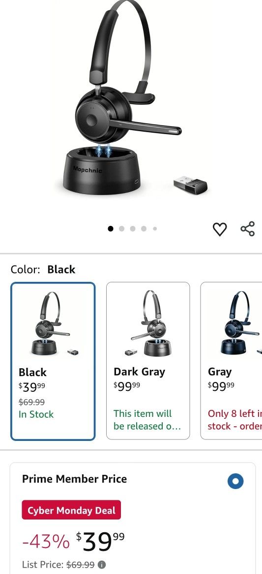 Mopchnic Bluetooth Headset, Wireless Headphone