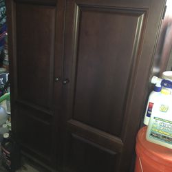 Solid Wood Armoire /TV Cabinet W Shelves
