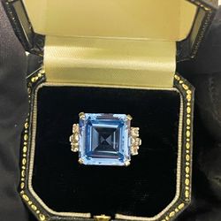 14K WHITE GOLD AQUAMARINE RING 