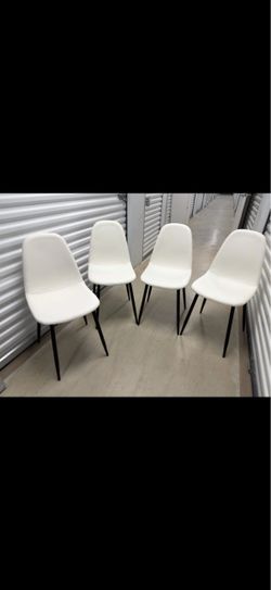 Set of 4 Modern White Dining Chairs