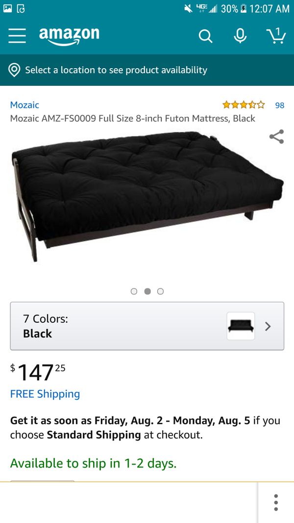 Black Mozaic Amz Fs0009 Full Size 8 Inch Futon Mattress Biscotts Com