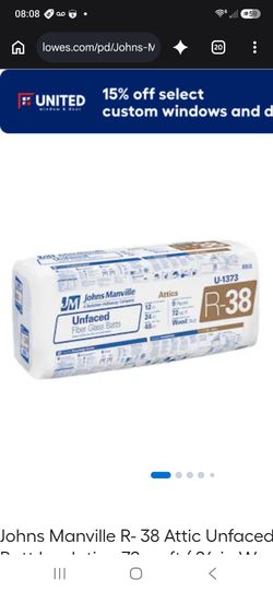 Johns Manville R-38 Unfaced Fiberglas  Insulation