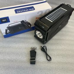 301 Portable Bluetooth Speaker with Solar Charge,Wireless Speaker Audio with Outdoor Emergency Flashlight