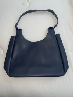 Neiman Marcus Faux Vegan Leather Navy Blue Hobo Shoulder Bag