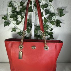 Coach Turnlock Chain Tote 27 - Style 57107 - Red 