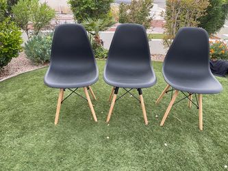 Modern Eiffel Dining Chair in Wood Base (Set of 3) - Black