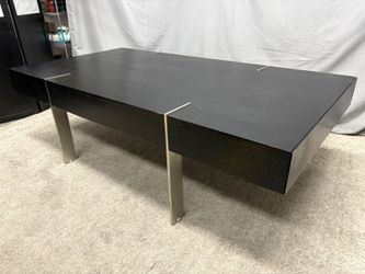 Minimalist Modern Black & Chrome 2-Drawer Coffee Table