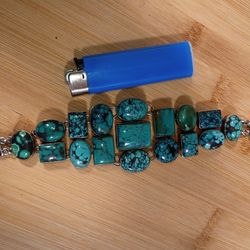 Beautiful heavy turquoise and 925 bracelet made by Arya