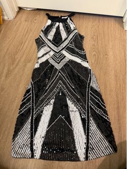 Never Worn Parker XS Black and White Sequin Beaded Dress