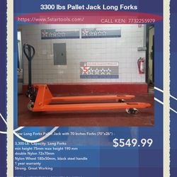 3300 lbs Pallet Jack Long Forks