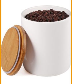 77L Ceramic Food Storage Canister w/Airtight Wooden Lid, 53.04 FL OZ