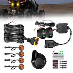 UTV Turn Signal Kit with Horn, Pre-Wired Plug and Play Universal Street Legal UTV ATV Blinker Kit