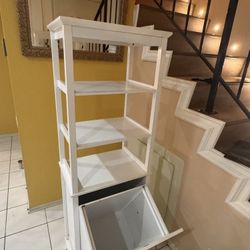 White 3 Shelf With Hamper