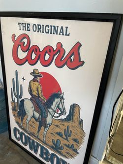 Coors Original Cowboy Framed Poster 27” x 40”
