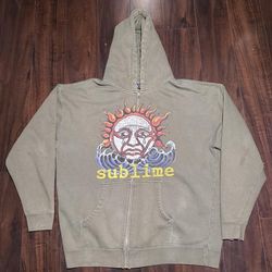 Vintage 2000s Y2K Sublime Zip Up Hoodie Sweatshirt Grunge Skater Size XL