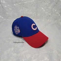 New Era Chicago Cubs 39THIRTY Stretch Fit Hat Blue Red MLB Baseball Cap Size S/M