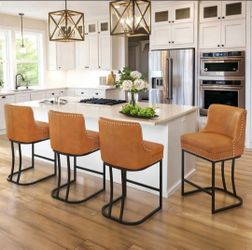 Set of 4 oversized thick cushion Bar Stools for kitchen island, new in box