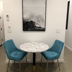 Marble Bistro Table With Two Chairs 