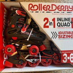 Boys Roller Derby Skates 2 In 1 (new!!) 