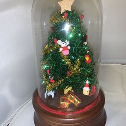 Vintage Christmas San Francisco Music Box Company Tree In Glass Dome