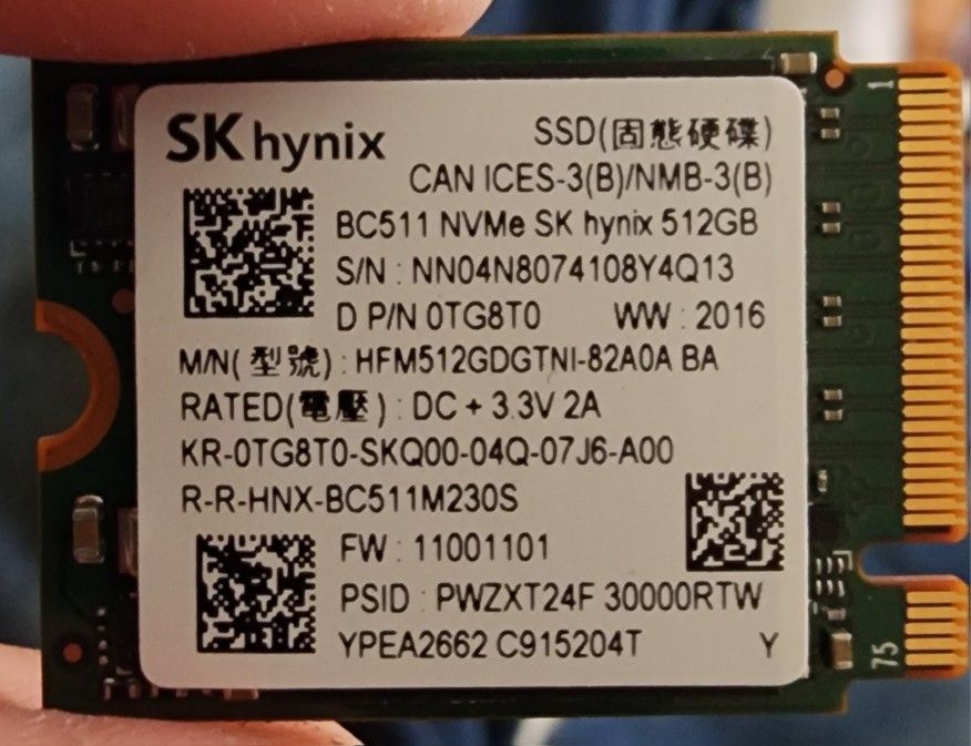 SK Hynix BC511 NVMe SSD 512gb