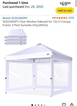 3 Clear sidewalls for 12x12 Canopy