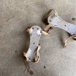 Antique young children’s metal rollerskates.