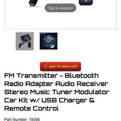 Brand New FM Transmitter - Bluetooth Radio Adapter Audio Receiver Stereo Music Tuner Modulator Car Kit w / USB Charger 
