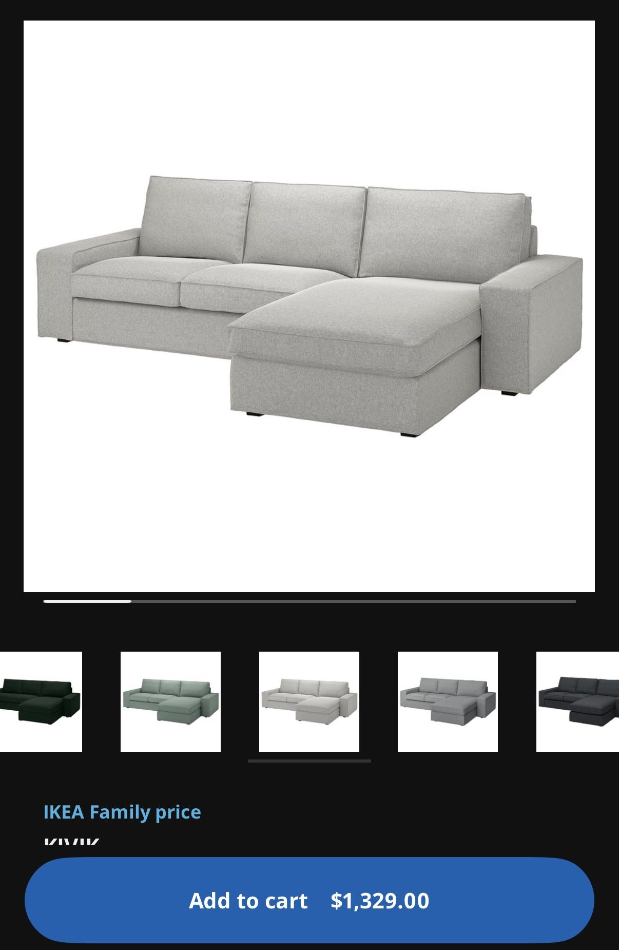 Ikea Kivik Sofa with Chaise