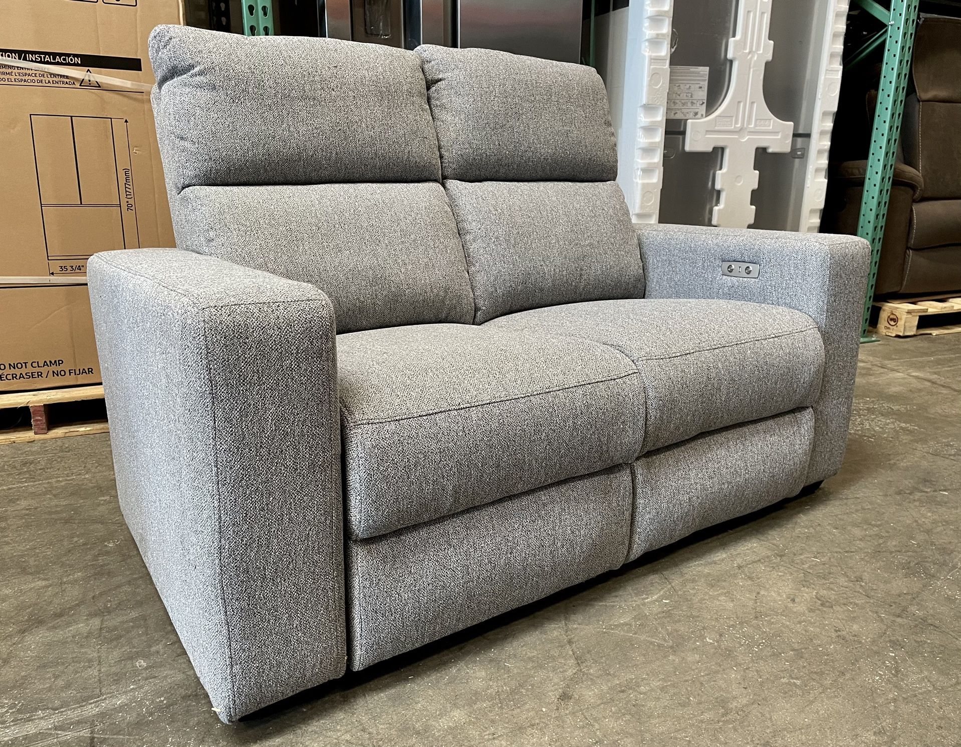 Florentia Fabric Power Reclining Loveseat, Gray 
