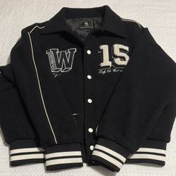 Black Varsity Jacket with White Accents