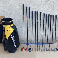 Medley Of RH Golf Clubs & TaylorMade Bag