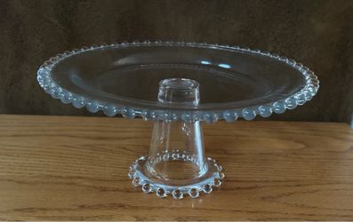 Imperial Glass Candlewick Pedestal Cake Stand with Beaded Edge